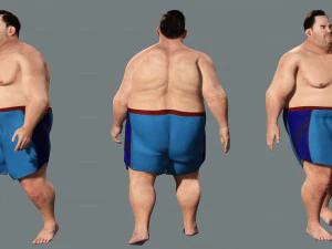 Fat Man naked and clothed 3D Model