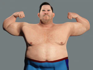 Fat Man naked and clothed 3D Model