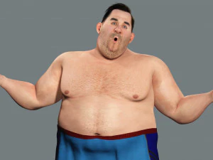Fat Man naked and clothed 3D Model
