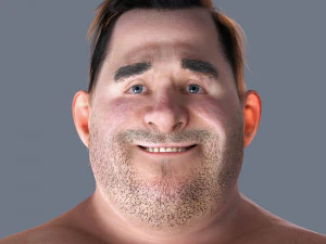 Fat Man naked and clothed 3D Model