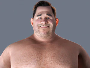 Fat Man naked and clothed 3D Model