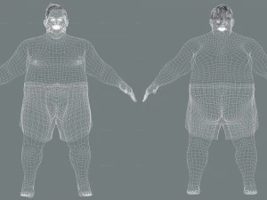 Fat Man naked and clothed 3D Model