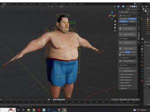 Fat Man naked and clothed 3D Model