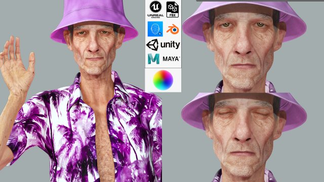Old Man Tourist naked and clothed Modelo 3D .c4d .max .obj .3ds .fbx .stl .blend 