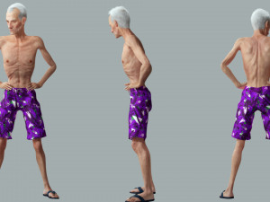 Old Man Tourist naked and clothed Modelo 3D
