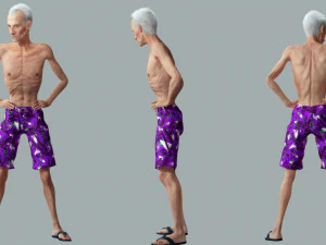 Old Man Tourist naked and clothed 3D Model