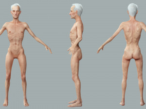 Old Man Tourist naked and clothed Modelo 3D