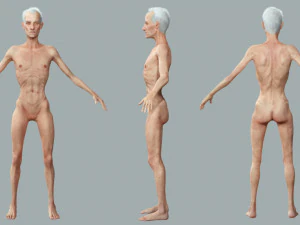 Old Man Tourist naked and clothed 3D Model