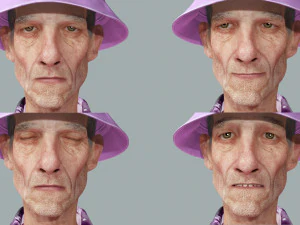 Old Man Tourist naked and clothed 3D Model