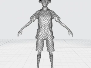 Old Man Tourist naked and clothed 3D Model