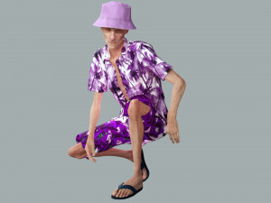 Old Man Tourist naked and clothed Modelo 3D