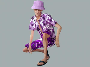 Old Man Tourist naked and clothed 3D Model