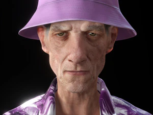 Old Man Tourist naked and clothed 3D Model