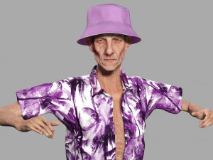 Old Man Tourist naked and clothed 3D Model