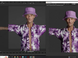 Old Man Tourist naked and clothed 3D Model
