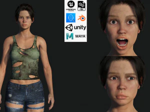 생존 여성 게임 3D 모델