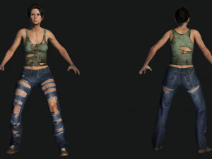 Survival Female Game 3D Model