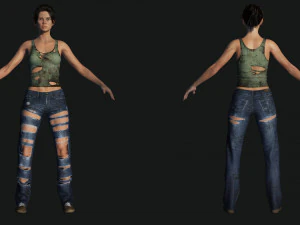 Survival Female Game 3D Model