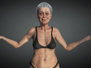 Realistic Old Woman Female Rigged Game Ready 3D Model