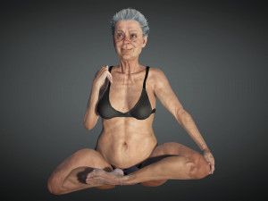 Realistic Old Woman Female Rigged Game Ready 3D Model