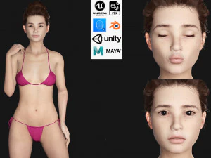 Asiatische Frau in Echtzeit 3D Modell