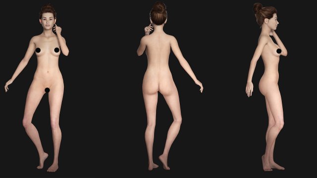 640px x 360px - Naked Asian Woman RealTime 3D Model in Woman 3DExport
