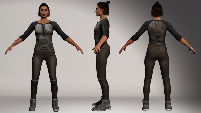 Survival Girl Apocalypses Low-poly 3D Model in Woman 3DExport