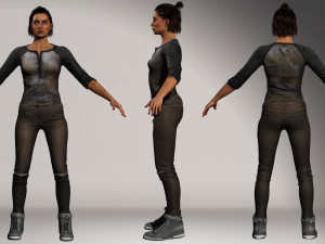Survival Girl Apocalypses Low-poly 3D-Modell