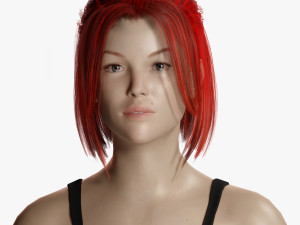 Red Hair Woman Game Ready Modelo 3D