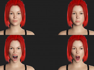 Red Hair Woman Game Ready Modelo 3D