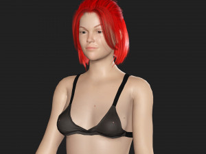 Red Hair Woman Game Ready Modelo 3D