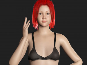 Red Hair Woman Game Ready Modelo 3D