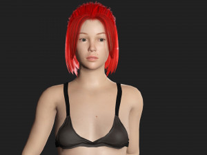 Red Hair Woman Game Ready Modelo 3D
