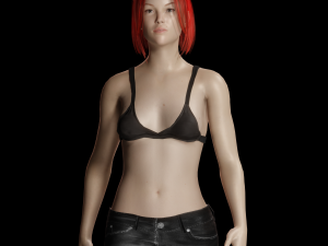 Red Hair Woman Game Ready Modelo 3D