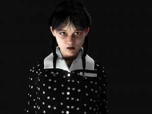 Wednesday Jenna Ortega Woman Low-poly 3D Model