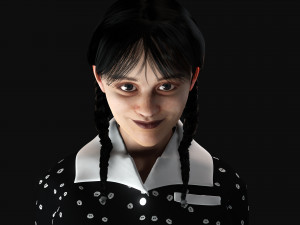 Wednesday Jenna Ortega Woman Low-poly 3D-Modell
