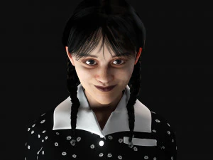 Wednesday Jenna Ortega Woman Low-poly 3D Model