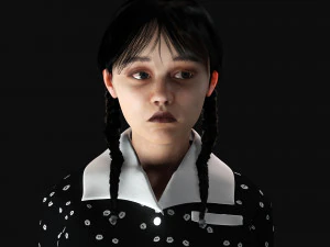 Wednesday Jenna Ortega Woman Low-poly 3D Model