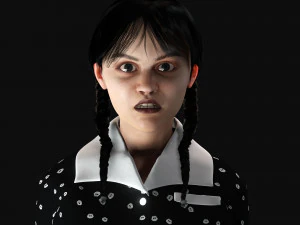 Wednesday Jenna Ortega Woman Low-poly 3D Model