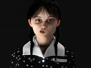 Wednesday Jenna Ortega Woman Low-poly 3D Model