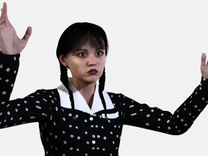 Wednesday Jenna Ortega Woman Low-poly 3D-Modell