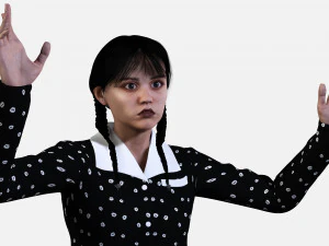 Wednesday Jenna Ortega Woman Low-poly 3D Model