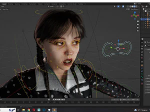 Wednesday Jenna Ortega Woman Low-poly 3D Model
