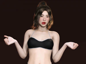 Japanese Girl Game Ready Low-poly 3D Model