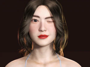 Japanese Girl Game Ready Low-poly 3D Model