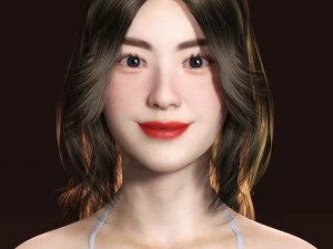 Japanese Girl Game Ready Low-poly 3D Model