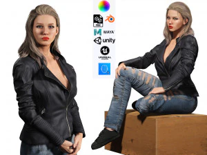 जेनिफ़र लॉरेंस महिलाएँ और पूरी धाँधली लो-पॉली पहने हुए 3D मॉडल