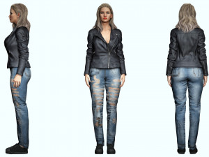Jennifer lawrence Women and clothed full rigged Low-poly 3D Model