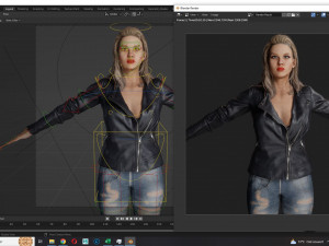 Jennifer lawrence Women and clothed full rigged Low-poly 3D Model