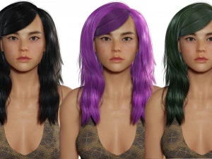 Realista mujer coreana low-poly Modelo 3D